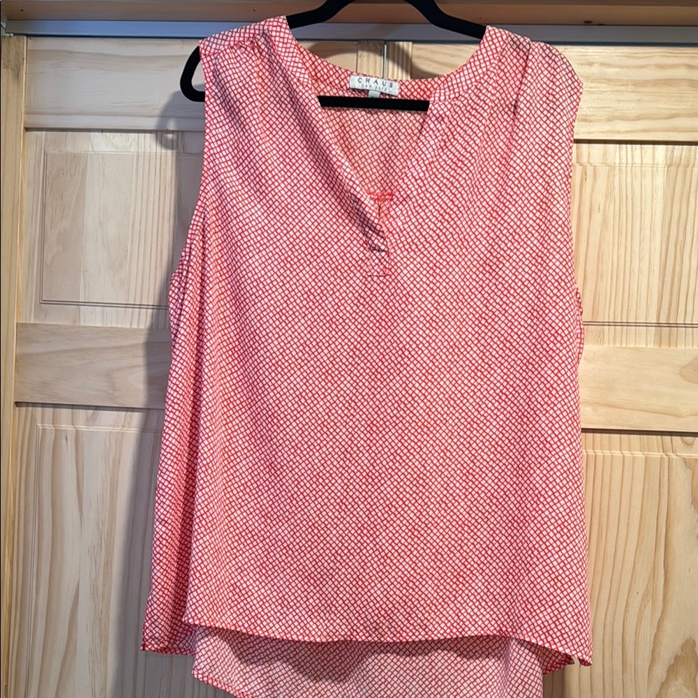 Chaus Pink Asymmetrical Blouse with Mandarin Collar